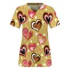 Love Womens T-shirts Nursing Uniform Stretch ombre Imprime en V V V et manches courtes à manches courtes avec des vêtements pour femmes de poche 240410