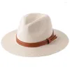 Chapeaux à bord large printemps été pliable paille pour paille femme élégante ceinture en cuir visière panama cape femelle jazz simple extérieur soleil plage t2976721