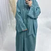 Etniska kläder Dubai Mellanöstern Turkish Moon Embroidery Kimono Cardigan Muslimsk kvinnor klär Eid Djellaba Islamiska arabiska mantel Abaya Kaftan