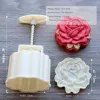 Moulds 50g 75g 150g Rose Mooncake Mold Hand Pressed 3D Flower Household Baking Pastry Mold Moon Cake Mould Dessert Baking Tools