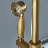 Brass Bathtub Faucet Swive Spout Tub Mixer Tap with Hand shower Bath Shower Mixer Floor Standing Faucet Shower Antique Bronze