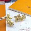 Q96946I Designer dy lle Blossom Right Stud Earring Pink Gold And Diamonds Per Unit Luxury Brand Retro 14k Gold Four Leaf Clover Earrings Studs