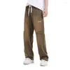 Calça masculina homens homens saídas de algodão lavado vintage emenda de borda quebrada de ginástica casual de ginástica esportiva y2k calças para homens mulheres jogador sortpante