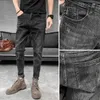 Men's Jeans Tight Pipe Trousers For Men Slim Fit Skinny Tapered Male Cowboy Pants Black Denim Oversize Autumn Clothing