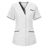 Sjuksköterska uniformskrubbar toppar kvinnors korta ärmficka övergripande uniforms ammande arbetande arbetskläder arbetare tunika skrubbs topp 240410