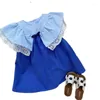 Abiti da ragazza vestiti per bambini coreani estate baby blue girls abiti principessa vestito in pizzo cotone cotone senza maniche abiti da bambino senza maniche