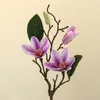 Dekorativa blommor 3 huvuden verklig beröring lyx magnolia konstgjorda för bröllopsdekoration falska blommor hem borddekor