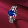 Cluster Rings 2024 S925 Серебряный симулированный бриллиант 6 8 мм голубо