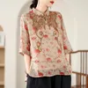 Roupas étnicas 2024 Blusa vintage chinesa Bordada nacional de flores bordados folclóricos retro hanfu tops feminino streetwear