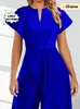 Summer Elegant Womens Vneck Oregelbundet Jumpsuit Solid Color Short Sleid Long Style Bankett 240424