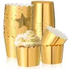 Molds 50 stks folie cupcake liners stevige oliedichte muffin bakbekers cupcake wrappers voor kerst bruiloft verjaardagsfeestje decoratie