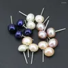 Orecchini per borchie 4 colori Real Natural Freshwater Pearl 8mm Sterling Ouring Pearls Studri per donne Regali di gioielli B3432