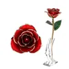 Decoratieve bloemen Simulatie Rose met stand lange stengel ondergedompeld 24K Eeuwig in cadeaubon uniek voor verjaardag Valentijnsdag bruiloft