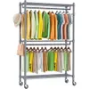 Rack de vêtements lourds haut de gamme avec canne suspendue rétractable, cintre en métal réglable pour vêtements, organisateur de garde-robe indépendant avec stockage de fil