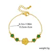 Meyrroyu 316l Tendance en acier inoxydable Couleur or Couleur à cinq feuilles Bracelet de charme de fleur pour femmes Green Star Zircon Clover Bangle Bijoux 240423