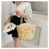 Bolsos de hombro bordado de limón bordado bolsas de paja papel tejido tejido de mujer playa de verano hechas a mano grandes bolsas bali bali carteras