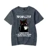 Black Cat to Do List Graphic T Shirts Lustige Kaffee T -Shirts Tops Oversize T -Shirt Mode Harajuku Männer Brand 240426
