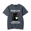 Black Cat to Do List Graphic T Shirts Funny Coffee Tshirts Tops Oversize Tshirt Fashion Harajuku Men Brand 240426