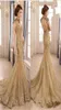 2020 NUOVO NECCHIO HIGH SIGNORE SEXY con maniche corte ricoperte di champagne abiti da sera lunghi da sera Zuhair Murad Mermaid Lace Abiti formali E8942670