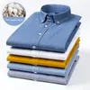 Men's Dress Shirts Mens Classic Business Long Sleeve Washed Cotton Oxford Formal Shirt Casual Fashion Standard Fit Workwear