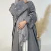 Etnik Giyim Dubai Orta Doğu Türk Moon Nakış Kimono Hırka Müslüman Kadınlar Eid Djellaba İslam Arapça Robe Abaya Kaftan