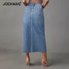 Damen Split Denim Rock Minimalismus -Röcke für Frauen Streetwear High Wasit Jean Frau Lang Mode Ski 240424