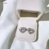 فاخرة Iced Out Hearts Stud arring for Women Girlfriend Bling Princess-Cut Diamond Earrings مجموعة مجوهرات زفاف عالية الجودة