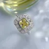 Anneaux de bande Wong Rain Classic% 925 argent sterling 6 * 6 mm Radiation Cut Citric Acid High Carbon Diamond Gemstone Exquisi bijou de bijoux de bijoux Q240427