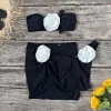 Set 3 -stycken kvinnor blommor spetsar upp 2023 pushup vadderad bh vit bikini set baddräkt badkläder baddräkt strandkläder biquini