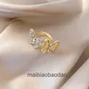 Designer Luxury Jewelry Ring Vancllf Versão coreana da personalidade da moda e minimalista versátil gatos oculares com anel de abertura de diamante para mulheres