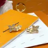 Q96946I Designer dy lle Blossom Right Stud Earring Pink Gold And Diamonds Per Unit Luxury Brand Retro 14k Gold Four Leaf Clover Earrings Studs