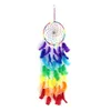 Figurine decorative Rainbow Color Dream Catcher DreamCatchers Fatto a mano tradizionale piuma Decorazione da parete per la casa per la casa camera da letto