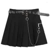 Spódnice ybyr punkowy letni gotyk dla kobiet streetwear swobodny zamek błyskawiczny czarna talia