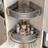 Organisation Wandmontierte Badezimmerregale Duschendeckregal mit Handtuchstange Haken Raum Aluminium Shampoo Halter Küchen Organizer Rack Rack