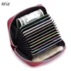 Amazon Card Holder Accordion Zipper heren koehide rfid anti-diefstal magnetische echte lederen kaarthouder kaarthouder voor vrouwen