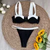 Set Black White Bikini Micro Bikini Set 2023 Women Swimsuit Seksowna żeńska kąpiel kąpielowa strojów kąpielowych