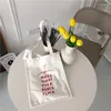 Sacchetti della spesa corea ins mini tela tote borse lettere rosse stampare spalla sottile shopper cotone shopper gancio carino riutilizzabile