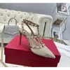 Tie Valentyno High High 2024 Summer Heel Shoes Thin Pumps Designer Rings Stud Heels Vlogoo New Fashion Crystal Grid Rivet Sandaler Women MBWC