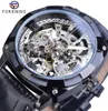 Forsiner New Fashion Men Watch Mécanical Black Automatic Skeleton Analog Wristwatch Band Couber Business Watches Montre Homme291871409