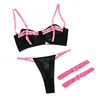 Bras Set di San Valentino Lingerie Sexy Women's Werend Set Sex Out Bandage Patchwork Bra Panty 4 pezzi erotici per femmina