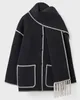 Giacche da donna Pulbo Scept Wool Coat con sciarpa Donne eleganti tasche a manica lunga giacca calda Lady 2024 inverno singolo petto Spesso