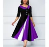 Party Dresses Vintage Patchwork Elegant Women Dress Half Sleeve Buttons Mid-Calf Spring A-Line Mini Oversize Femme Vestidos