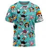 Męskie koszulki anime One Piece Monkey D Luffy 3D Print T-shirt na męską kreskówkę harajuku tversized japońskie manga chłopcy krótkie blaty T240425