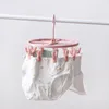 12 Clips Trocknungsregal Multifunktional Unterwäsche Socken Handtücher Kleidung rotierende Wäschekläger Haushalt 240428