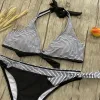 Set 2023 Nuovo Micro Striped Bikini Set Twopiece Swimsuit Patchwork Bandwork Bikini Bikini Push Up Bareding Good Wexing Women Swimwear Biquini S