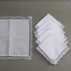 Boogbindingen lichtgewicht witte zakdoek katoen kanten rim hankie wasbare borst handdoek handdoek voor volwassen bruiloftsfeestje