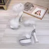 4 Color Feather High High Heels Platform Sandals Femmes 14cm 17cm talons Chaussures Femme Feme Clain de cheveux Pumps de mariage Chaussures 240425