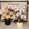 Dekorativa blommor fjäril orkidé byggstenar konstgjorda monterade små partiklar pussel leksaksflicka barn dag födelsedagspresent