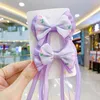 Hair Accessories 2PCS Set Spring Summer Colorful Dot Plaid Bow Long Ribbon Small Clips For Baby Girl Children Cute Silk Hairpin