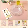 Plaques 700 PCS Gold Plastic Cutlery Set Disposable Bulk Clear Rim Fournitures invitées Mariage et Pany Birthday Party Varelle